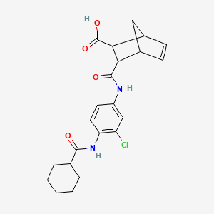 molecular formula C22H25ClN2O4 B4232984 3-[({3-chloro-4-[(cyclohexylcarbonyl)amino]phenyl}amino)carbonyl]bicyclo[2.2.1]hept-5-ene-2-carboxylic acid 