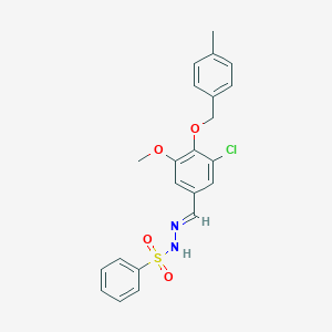 molecular formula C22H21ClN2O4S B423300 N'-{3-chloro-5-methoxy-4-[(4-methylbenzyl)oxy]benzylidene}benzenesulfonohydrazide 