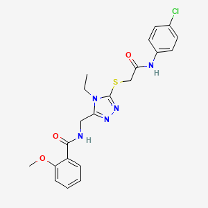 molecular formula C21H22ClN5O3S B4233014 N-{[5-({2-[(4-chlorophenyl)amino]-2-oxoethyl}thio)-4-ethyl-4H-1,2,4-triazol-3-yl]methyl}-2-methoxybenzamide 