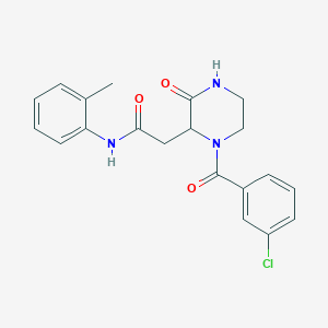 molecular formula C20H20ClN3O3 B4233021 2-[1-(3-chlorobenzoyl)-3-oxo-2-piperazinyl]-N-(2-methylphenyl)acetamide 
