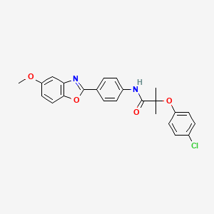 2-(4-chlorophenoxy)-N-[4-(5-methoxy-1,3-benzoxazol-2-yl)phenyl]-2-methylpropanamide