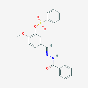 molecular formula C21H18N2O5S B423304 5-(2-Benzoylcarbohydrazonoyl)-2-methoxyphenyl benzenesulfonate 