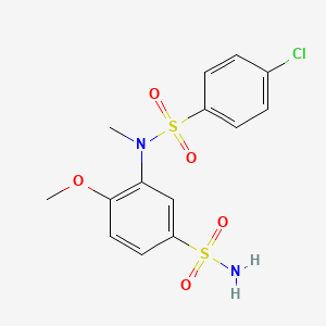molecular formula C14H15ClN2O5S2 B4233041 3-[[(4-chlorophenyl)sulfonyl](methyl)amino]-4-methoxybenzenesulfonamide 