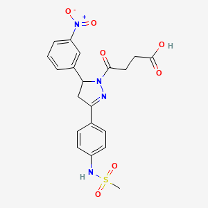 molecular formula C20H20N4O7S B4233046 4-[3-{4-[(methylsulfonyl)amino]phenyl}-5-(3-nitrophenyl)-4,5-dihydro-1H-pyrazol-1-yl]-4-oxobutanoic acid 