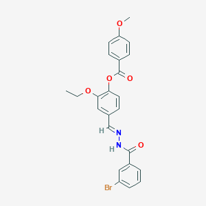 molecular formula C24H21BrN2O5 B423305 4-[2-(3-Bromobenzoyl)carbohydrazonoyl]-2-ethoxyphenyl 4-methoxybenzoate 