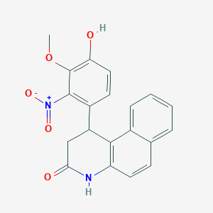 molecular formula C20H16N2O5 B4233053 1-(4-hydroxy-3-methoxy-2-nitrophenyl)-1,4-dihydrobenzo[f]quinolin-3(2H)-one 