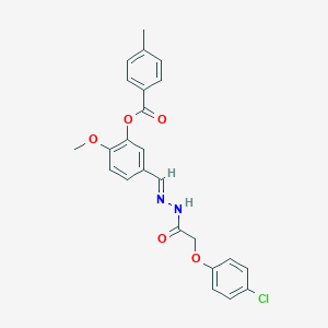 molecular formula C24H21ClN2O5 B423307 5-[(E)-{2-[(4-chlorophenoxy)acetyl]hydrazinylidene}methyl]-2-methoxyphenyl 4-methylbenzoate 