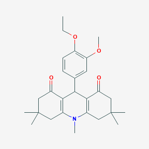 molecular formula C27H35NO4 B423308 9-(4-ethoxy-3-methoxyphenyl)-3,3,6,6,10-pentamethyl-3,4,6,7,9,10-hexahydroacridine-1,8(2H,5H)-dione 