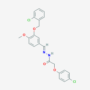 molecular formula C23H20Cl2N2O4 B423309 N'-{3-[(2-chlorobenzyl)oxy]-4-methoxybenzylidene}-2-(4-chlorophenoxy)acetohydrazide 