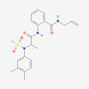 molecular formula C22H27N3O4S B4233091 N-allyl-2-{[N-(3,4-dimethylphenyl)-N-(methylsulfonyl)alanyl]amino}benzamide 
