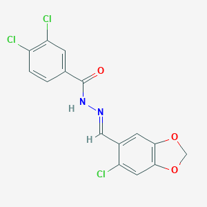 molecular formula C15H9Cl3N2O3 B423311 3,4-dichloro-N'-[(6-chloro-1,3-benzodioxol-5-yl)methylene]benzohydrazide 