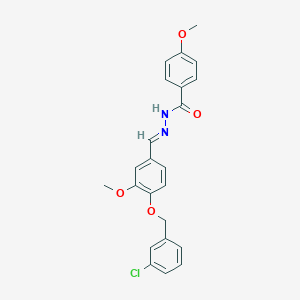 molecular formula C23H21ClN2O4 B423312 N'-{4-[(3-chlorobenzyl)oxy]-3-methoxybenzylidene}-4-methoxybenzohydrazide 