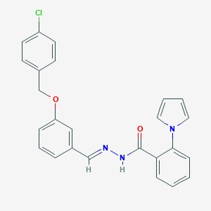 molecular formula C25H20ClN3O2 B423313 N'-{3-[(4-chlorobenzyl)oxy]benzylidene}-2-(1H-pyrrol-1-yl)benzohydrazide 