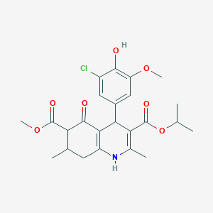 molecular formula C24H28ClNO7 B4233148 3-isopropyl 6-methyl 4-(3-chloro-4-hydroxy-5-methoxyphenyl)-2,7-dimethyl-5-oxo-1,4,5,6,7,8-hexahydro-3,6-quinolinedicarboxylate 
