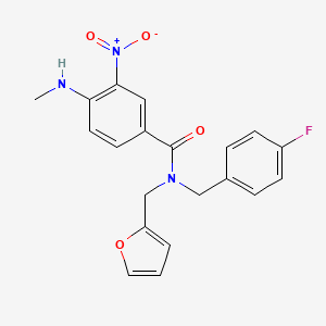 molecular formula C20H18FN3O4 B4233162 N-(4-fluorobenzyl)-N-(2-furylmethyl)-4-(methylamino)-3-nitrobenzamide 