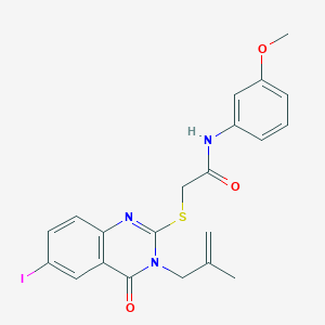 molecular formula C21H20IN3O3S B4233172 2-{[6-iodo-3-(2-methyl-2-propen-1-yl)-4-oxo-3,4-dihydro-2-quinazolinyl]thio}-N-(3-methoxyphenyl)acetamide 