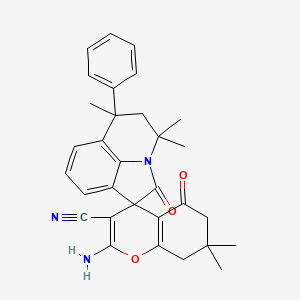 molecular formula C31H31N3O3 B4233187 2-amino-4',4',6',7,7-pentamethyl-2',5-dioxo-6'-phenyl-5,5',6,6',7,8-hexahydro-4'H-spiro[chromene-4,1'-pyrrolo[3,2,1-ij]quinoline]-3-carbonitrile 