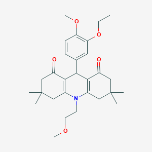 molecular formula C29H39NO5 B423319 9-(3-ethoxy-4-methoxyphenyl)-10-(2-methoxyethyl)-3,3,6,6-tetramethyl-3,4,6,7,9,10-hexahydro-1,8(2H,5H)-acridinedione 