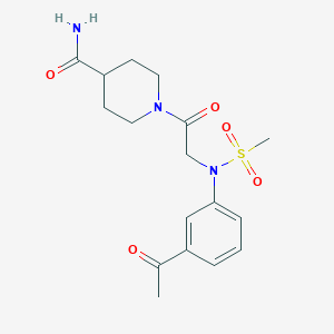 molecular formula C17H23N3O5S B4233200 1-[N-(3-acetylphenyl)-N-(methylsulfonyl)glycyl]-4-piperidinecarboxamide 