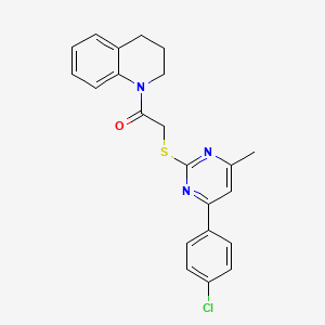 molecular formula C22H20ClN3OS B4233211 1-({[4-(4-chlorophenyl)-6-methyl-2-pyrimidinyl]thio}acetyl)-1,2,3,4-tetrahydroquinoline 