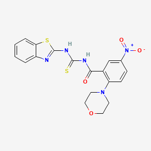 molecular formula C19H17N5O4S2 B4233219 N-[(1,3-benzothiazol-2-ylamino)carbonothioyl]-2-(4-morpholinyl)-5-nitrobenzamide 