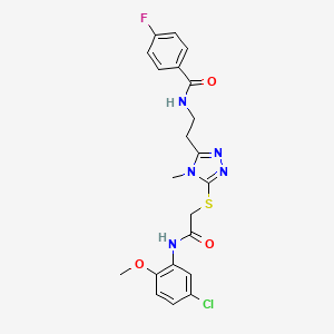 molecular formula C21H21ClFN5O3S B4233226 N-{2-[5-({2-[(5-chloro-2-methoxyphenyl)amino]-2-oxoethyl}thio)-4-methyl-4H-1,2,4-triazol-3-yl]ethyl}-4-fluorobenzamide 