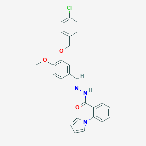molecular formula C26H22ClN3O3 B423323 N'-{3-[(4-chlorobenzyl)oxy]-4-methoxybenzylidene}-2-(1H-pyrrol-1-yl)benzohydrazide 