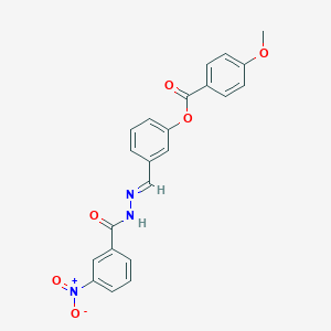 molecular formula C22H17N3O6 B423325 3-[(E)-{2-[(3-nitrophenyl)carbonyl]hydrazinylidene}methyl]phenyl 4-methoxybenzoate 