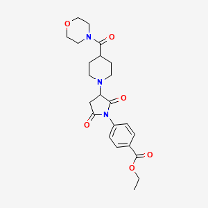 molecular formula C23H29N3O6 B4233262 ethyl 4-{3-[4-(4-morpholinylcarbonyl)-1-piperidinyl]-2,5-dioxo-1-pyrrolidinyl}benzoate 