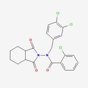 molecular formula C22H19Cl3N2O3 B4233291 2-chloro-N-(3,4-dichlorobenzyl)-N-(1,3-dioxooctahydro-2H-isoindol-2-yl)benzamide 