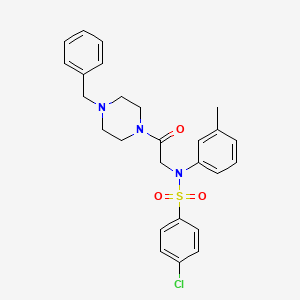 molecular formula C26H28ClN3O3S B4233294 N-[2-(4-benzyl-1-piperazinyl)-2-oxoethyl]-4-chloro-N-(3-methylphenyl)benzenesulfonamide 
