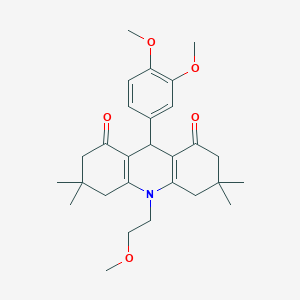 molecular formula C28H37NO5 B423330 9-(3,4-dimethoxyphenyl)-10-(2-methoxyethyl)-3,3,6,6-tetramethyl-3,4,6,7,9,10-hexahydro-1,8(2H,5H)-acridinedione 