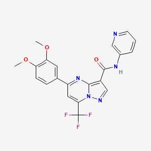 molecular formula C21H16F3N5O3 B4233317 5-(3,4-dimethoxyphenyl)-N-3-pyridinyl-7-(trifluoromethyl)pyrazolo[1,5-a]pyrimidine-3-carboxamide 