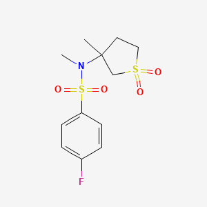 molecular formula C12H16FNO4S2 B4233324 4-fluoro-N-methyl-N-(3-methyl-1,1-dioxidotetrahydro-3-thienyl)benzenesulfonamide 
