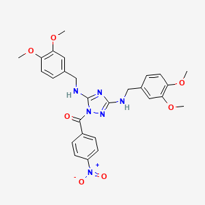 molecular formula C27H28N6O7 B4233341 N,N'-bis(3,4-dimethoxybenzyl)-1-(4-nitrobenzoyl)-1H-1,2,4-triazole-3,5-diamine 