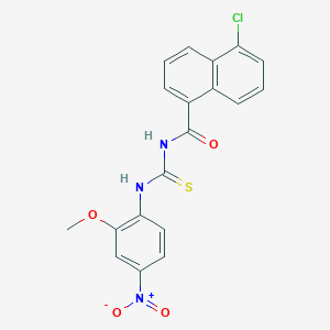 molecular formula C19H14ClN3O4S B4233351 5-chloro-N-{[(2-methoxy-4-nitrophenyl)amino]carbonothioyl}-1-naphthamide 