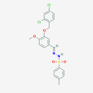 molecular formula C22H20Cl2N2O4S B423336 N'-{3-[(2,4-dichlorobenzyl)oxy]-4-methoxybenzylidene}-4-methylbenzenesulfonohydrazide 