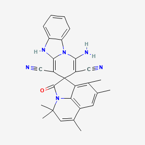 molecular formula C28H24N6O B4233364 1-amino-4',4',6',8',9'-pentamethyl-2'-oxo-4'H,5H-spiro[pyrido[1,2-a]benzimidazole-3,1'-pyrrolo[3,2,1-ij]quinoline]-2,4-dicarbonitrile 