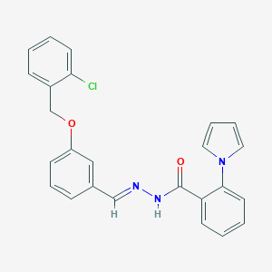 molecular formula C25H20ClN3O2 B423337 N'-{3-[(2-chlorobenzyl)oxy]benzylidene}-2-(1H-pyrrol-1-yl)benzohydrazide 
