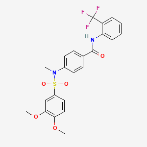 molecular formula C23H21F3N2O5S B4233377 4-[[(3,4-dimethoxyphenyl)sulfonyl](methyl)amino]-N-[2-(trifluoromethyl)phenyl]benzamide 