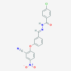 molecular formula C21H13ClN4O4 B423338 4-chloro-N'-(3-{2-cyano-4-nitrophenoxy}benzylidene)benzohydrazide 