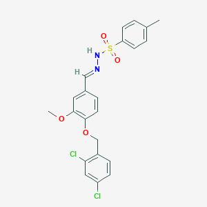 molecular formula C22H20Cl2N2O4S B423339 N'-{4-[(2,4-dichlorobenzyl)oxy]-3-methoxybenzylidene}-4-methylbenzenesulfonohydrazide 