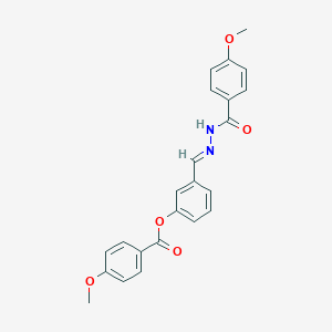 molecular formula C23H20N2O5 B423340 3-[(E)-{2-[(4-methoxyphenyl)carbonyl]hydrazinylidene}methyl]phenyl 4-methoxybenzoate 