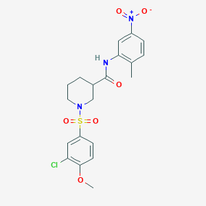 molecular formula C20H22ClN3O6S B4233400 1-[(3-chloro-4-methoxyphenyl)sulfonyl]-N-(2-methyl-5-nitrophenyl)-3-piperidinecarboxamide 