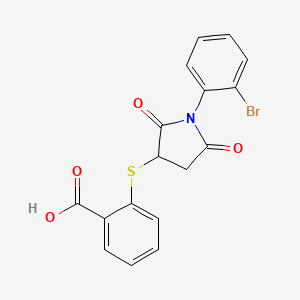 molecular formula C17H12BrNO4S B4233411 2-{[1-(2-bromophenyl)-2,5-dioxo-3-pyrrolidinyl]thio}benzoic acid 