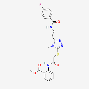 molecular formula C22H22FN5O4S B4233417 methyl 2-({[(5-{2-[(4-fluorobenzoyl)amino]ethyl}-4-methyl-4H-1,2,4-triazol-3-yl)thio]acetyl}amino)benzoate 