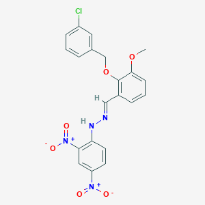molecular formula C21H17ClN4O6 B423342 2-[(3-Chlorobenzyl)oxy]-3-methoxybenzaldehyde {2,4-bisnitrophenyl}hydrazone 