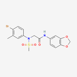 molecular formula C17H17BrN2O5S B4233424 N~1~-1,3-benzodioxol-5-yl-N~2~-(4-bromo-3-methylphenyl)-N~2~-(methylsulfonyl)glycinamide 