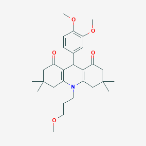 molecular formula C29H39NO5 B423345 9-(3,4-dimethoxyphenyl)-10-(3-methoxypropyl)-3,3,6,6-tetramethyl-3,4,6,7,9,10-hexahydro-1,8(2H,5H)-acridinedione 