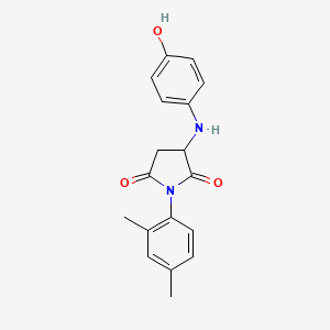 molecular formula C18H18N2O3 B4233476 1-(2,4-dimethylphenyl)-3-[(4-hydroxyphenyl)amino]-2,5-pyrrolidinedione 
